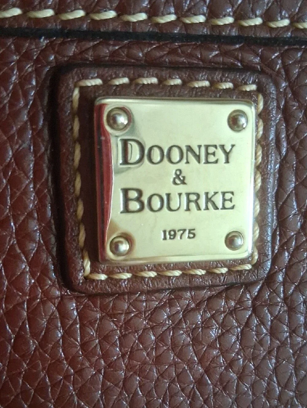Dooney & Bourke Brown Leather Wristlet Clutch with Gold Hardware